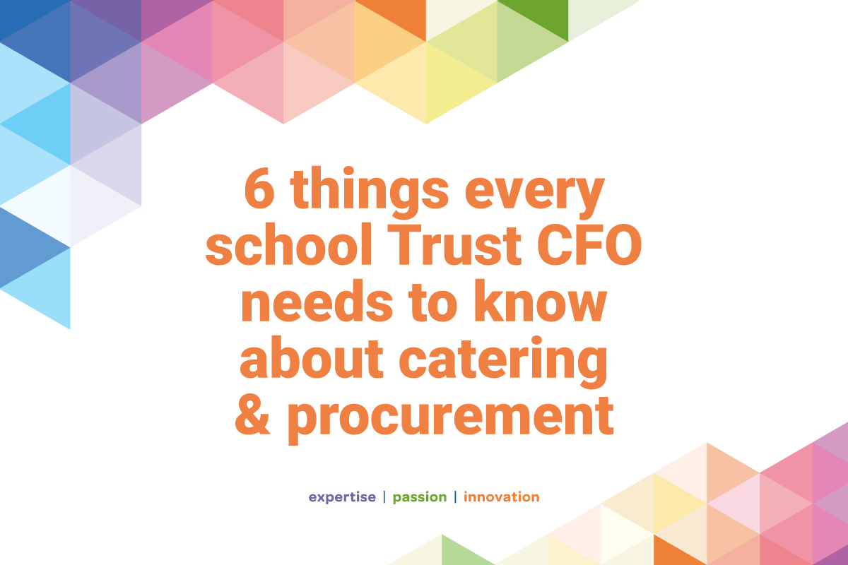 Image of text that reads: 6 things every school trust CFO needs to know about catering and procurement